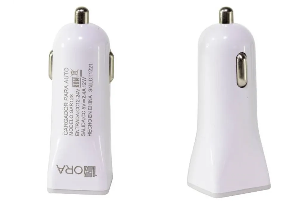 GAR128 - 1HORA CARGADOR AUTO DOBLE, CARGA RAPIDA, 2.4AMP USB NO INCLUYE CABLE - Imagen 2