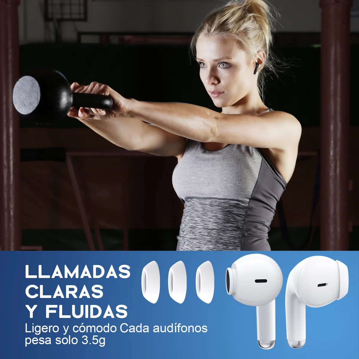 AUT203B - 1HORA AURICULAR IN-EAR INALAMBRICOS, TWS BLUETOOTH 5.3 TIPOC C/MICROFONO - Imagen 8
