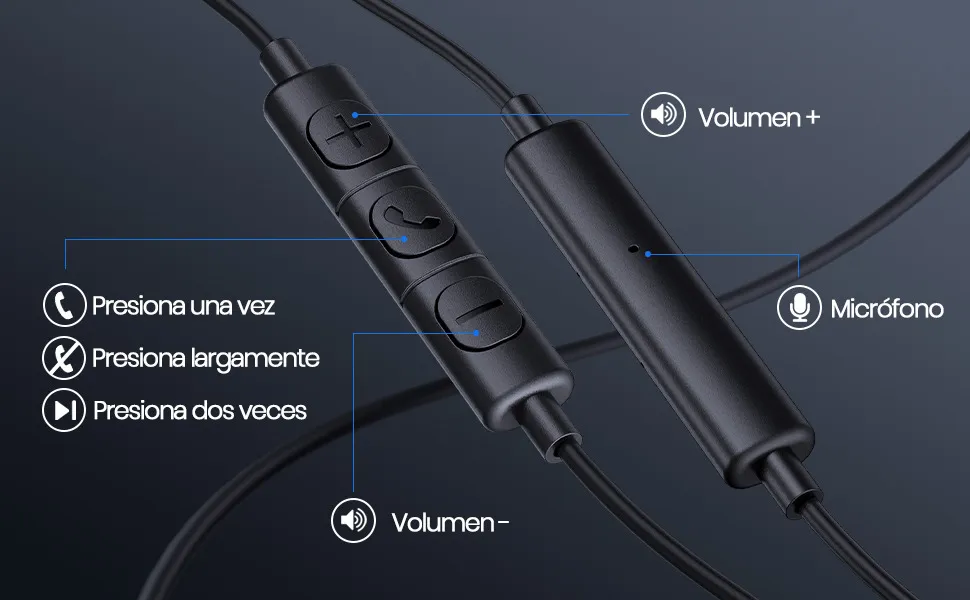 AUT111 - 1HORA AURICULARES ALAMBRICOS METAL IN-EAR 3.5MM NEGRO - Imagen 3