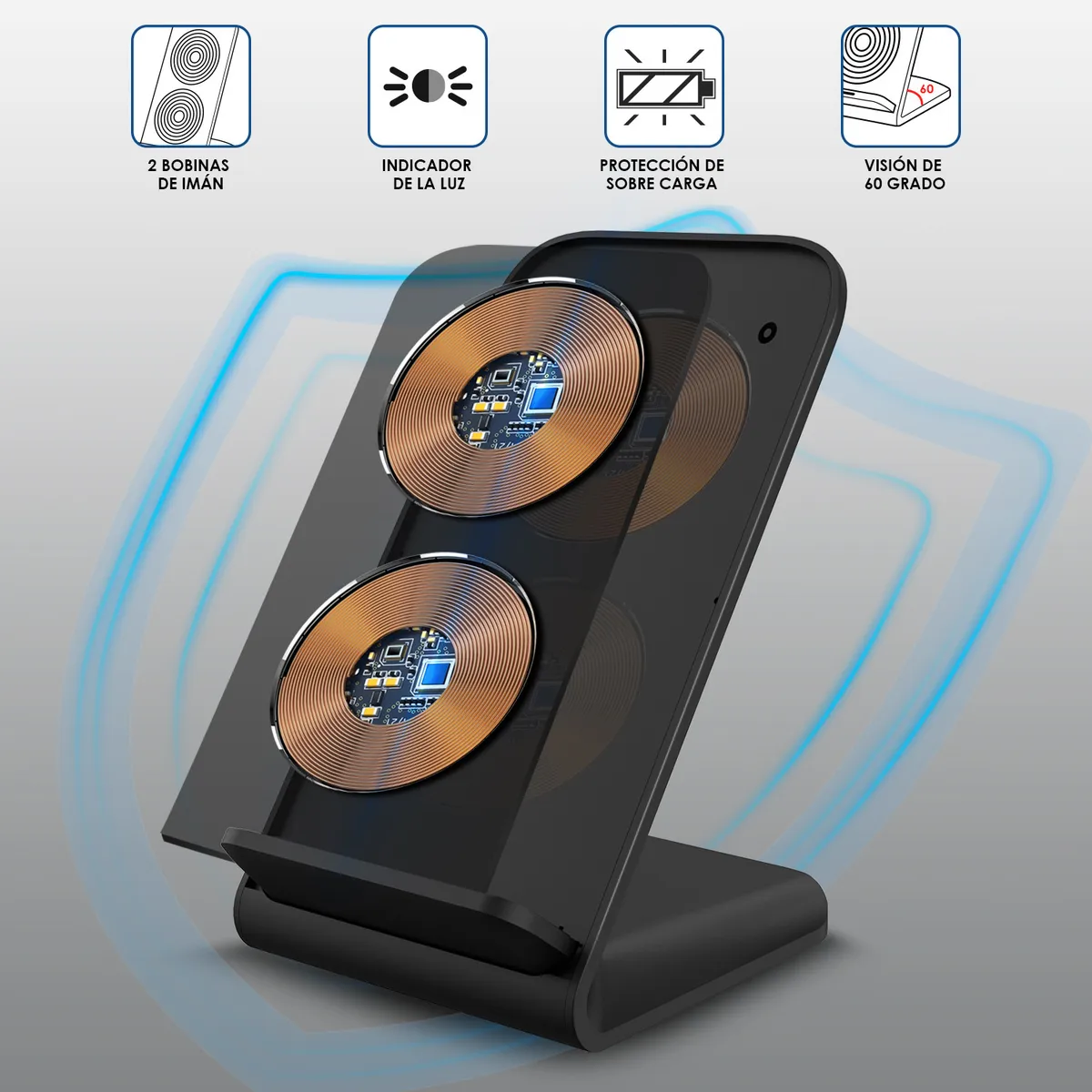 GAR157N - 1HORA CARGADOR INALAMBRICO CARGA RAPIDA QC3.0 15W NEGRO - Imagen 3