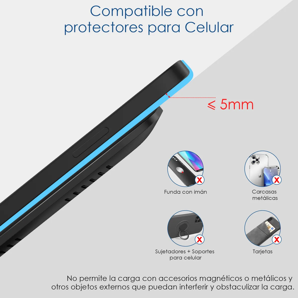 GAR157N - 1HORA CARGADOR INALAMBRICO CARGA RAPIDA QC3.0 15W NEGRO - Imagen 4