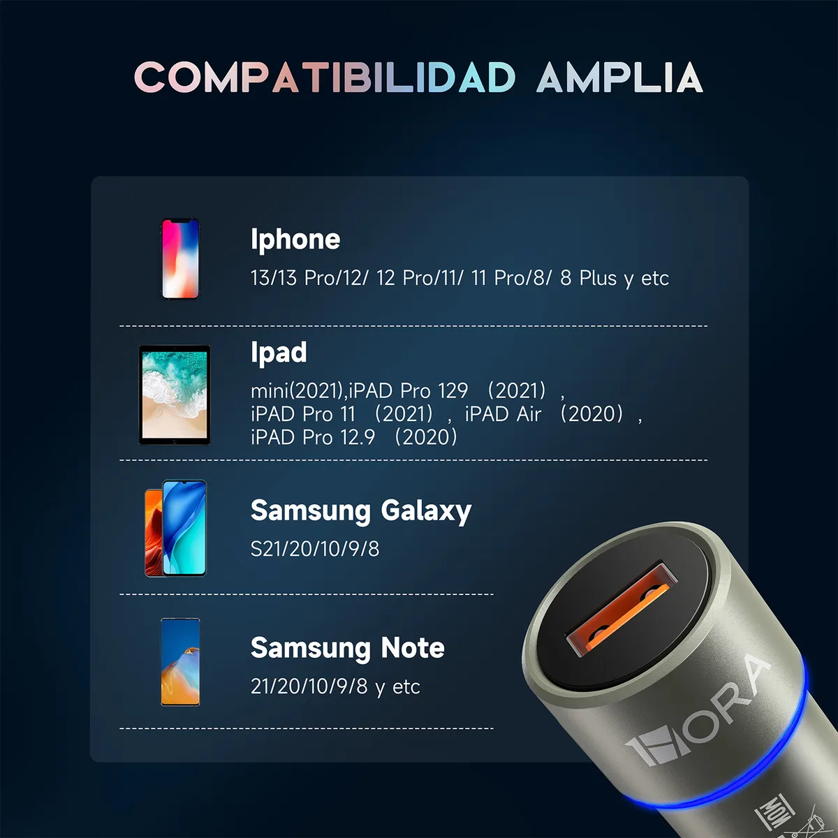 GAR116 - 1HORA CARGADOR AUTO CARGA RAPIDA, 3AMP C/CABLE 1M USB - TYPE C - Imagen 7