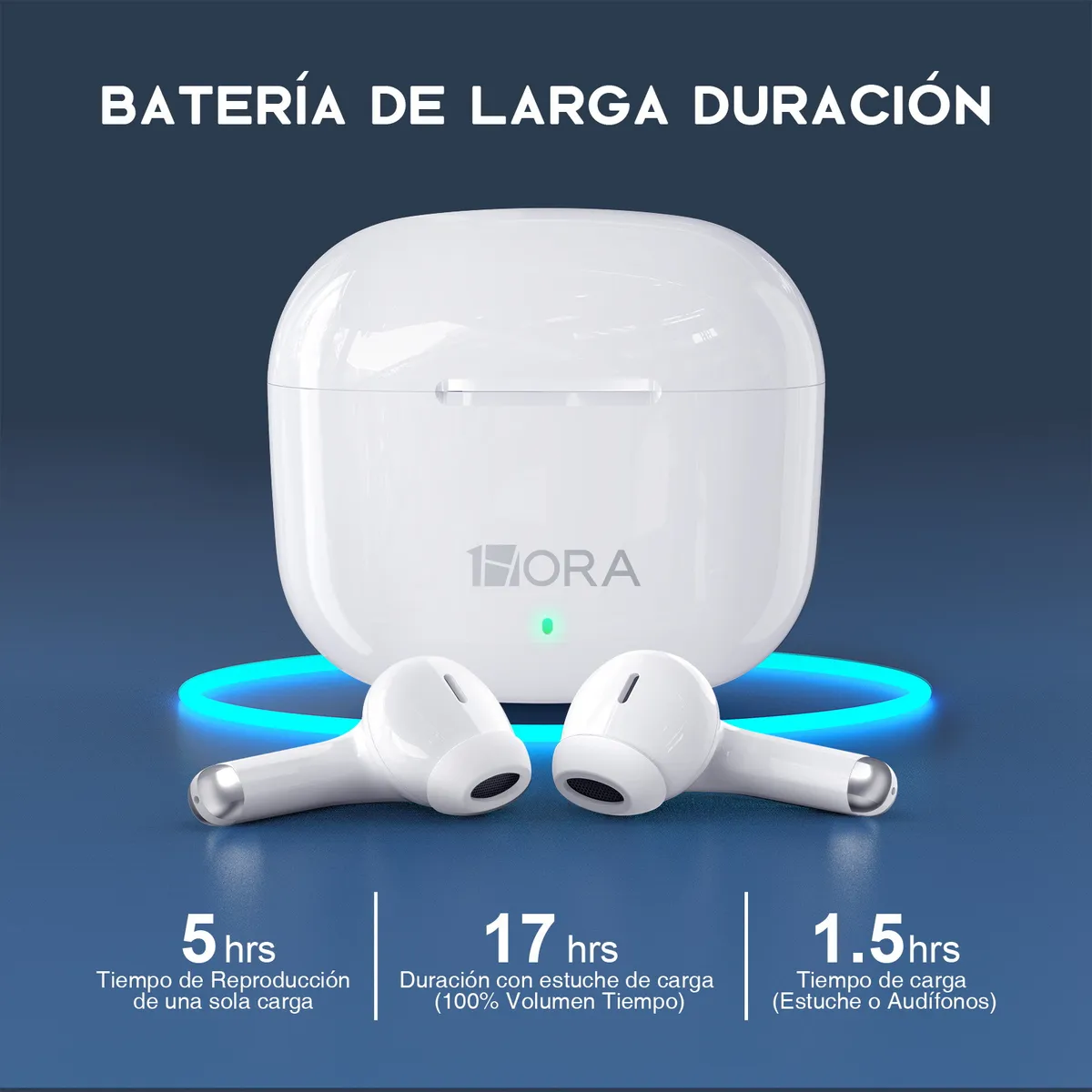 AUT203B - 1HORA AURICULAR IN-EAR INALAMBRICOS, TWS BLUETOOTH 5.3 TIPOC C/MICROFONO - Imagen 4