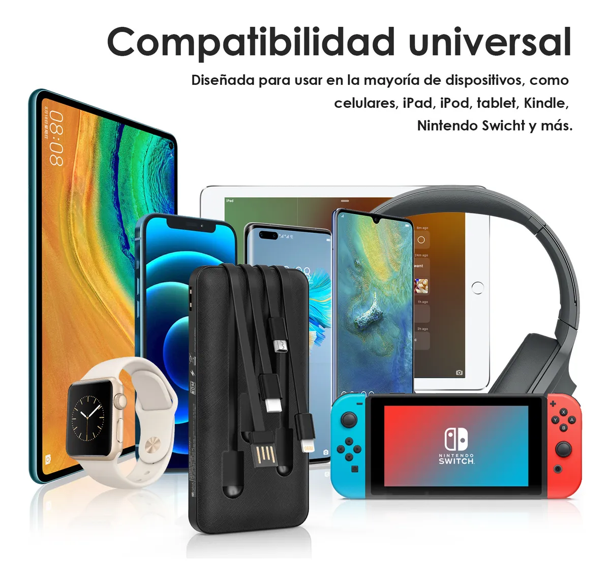 GAR148N - 1HORA BATERIA PORTATIL CARGA RAPIDA 10000MAH 2.1AMP 4 CABLES INCLUIDOS - Imagen 8