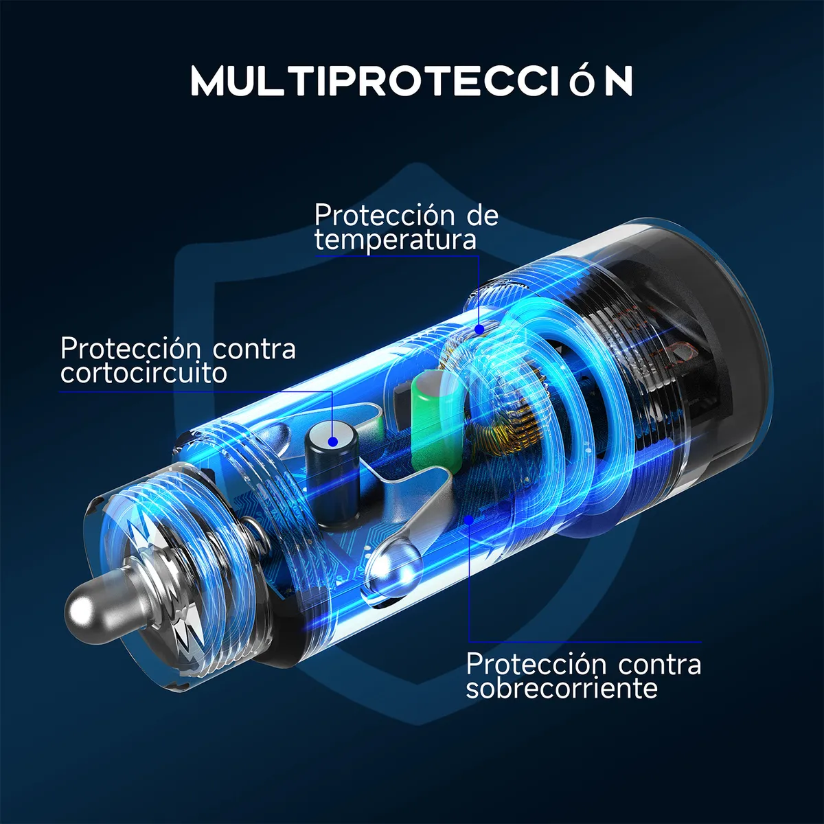 GAR116 - 1HORA CARGADOR AUTO CARGA RAPIDA, 3AMP C/CABLE 1M USB - TYPE C - Imagen 4