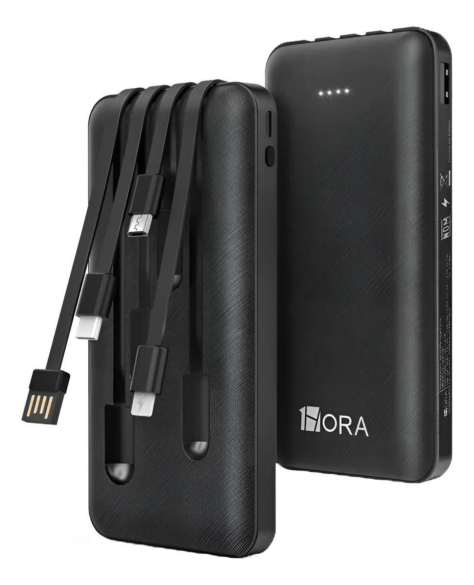 GAR148N - 1HORA BATERIA PORTATIL CARGA RAPIDA 10000MAH 2.1AMP 4 CABLES INCLUIDOS