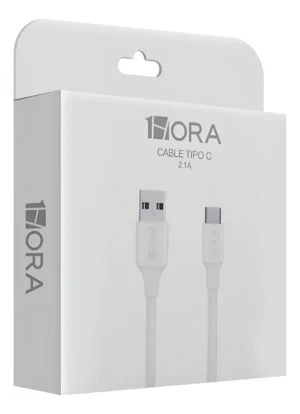 CAB237B - 1HORA CABLE USB-C CARGA RAPIDA 2.1AMP 1 METRO