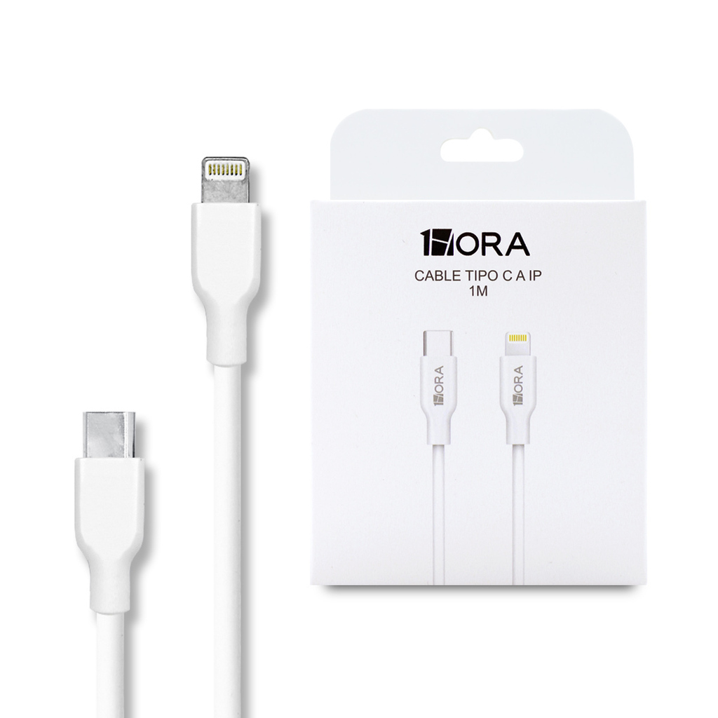 CAB258 - 1HORA CABLE USB-C A IP CARGA RAPIDA 3AMP 1 METRO - Imagen 2