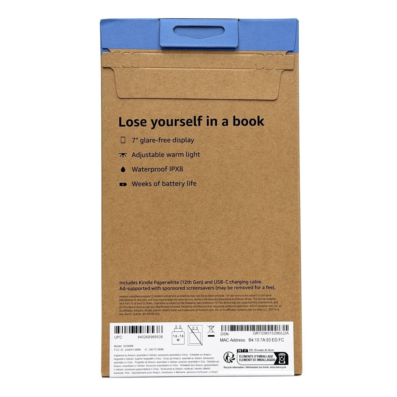 KINDLE PAPERWHITE GEN 12 16GB. 7" GLARE-FREE DISPLAY WATERPROOF IPX8 - Imagen 3